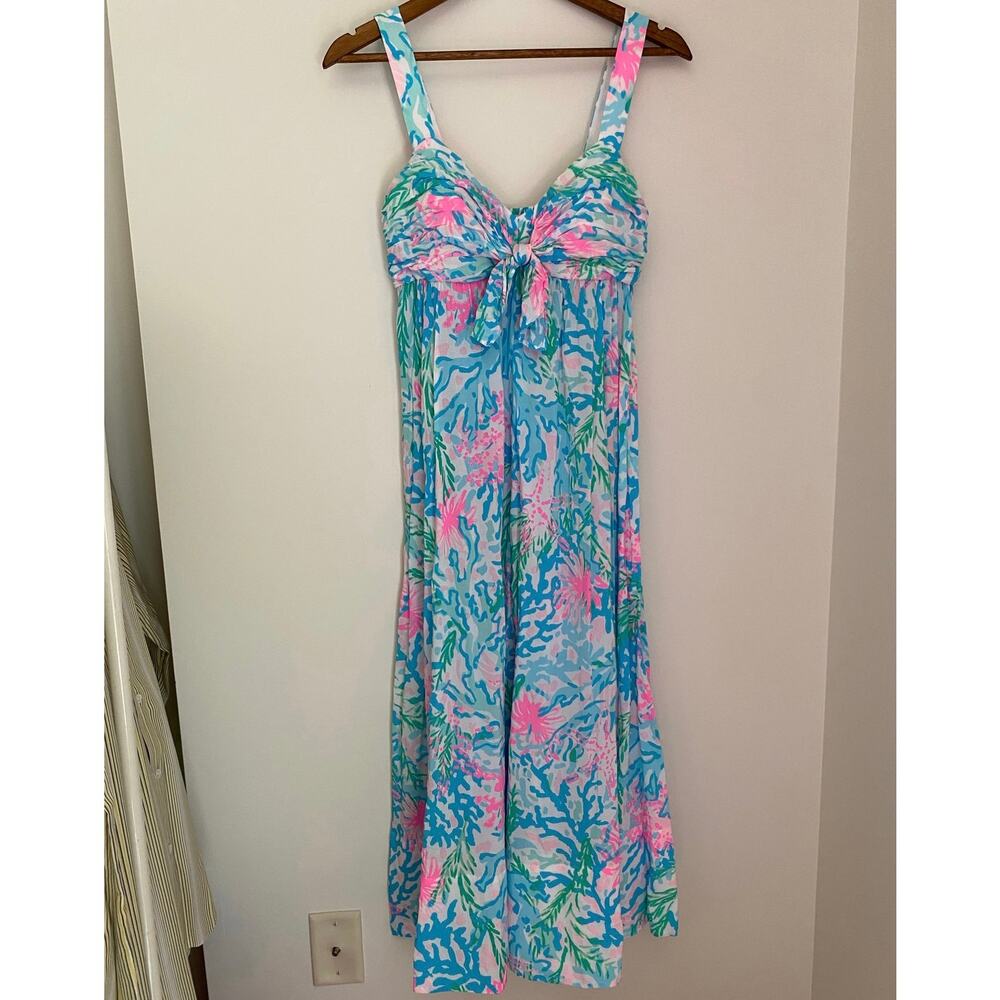 Lilly Pulitzer Sabrinah Midi Maxi Dress Coral Bay Multi $248 EUC Sleeveless 2